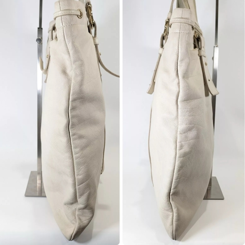 YSL 🔥 Rare 🔥 Leather Kahala Studded Cream Tote Bag, Large! - Picture 7 of 12